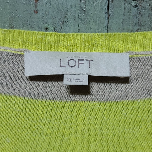 Ann Taylor Loft yellow and tan striped Sweater - Picture 2 of 6
